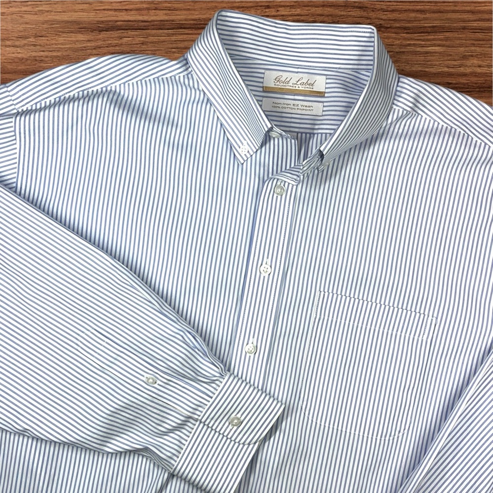 Roundtree & Yorke Gold Lable Long Sleeve Pinpoint Dress Shirt Non-Iron  17/35